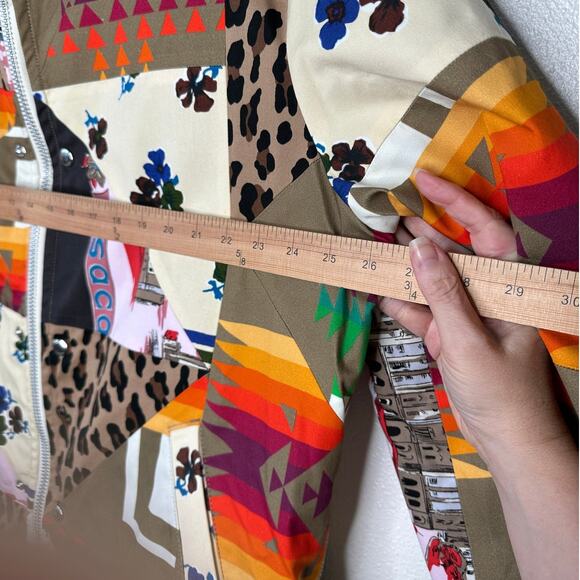 Sacai Tan Animal Mixed Print Patchwork Cotton Velvet Collar Zip Jacket 4 / XL - Picture 16 of 16